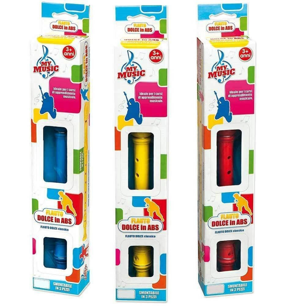 Trade Shop - Flauto Dolce In Abs 3 Colorazioni Diverse Con Scatola Per Bambini 3+ Anni -