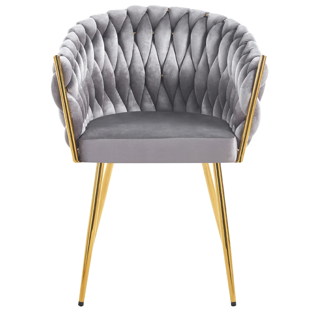 Set 2 Sedie per Sala da Pranzo e Ufficio in Velluto Grigio Sedia Ergonomica