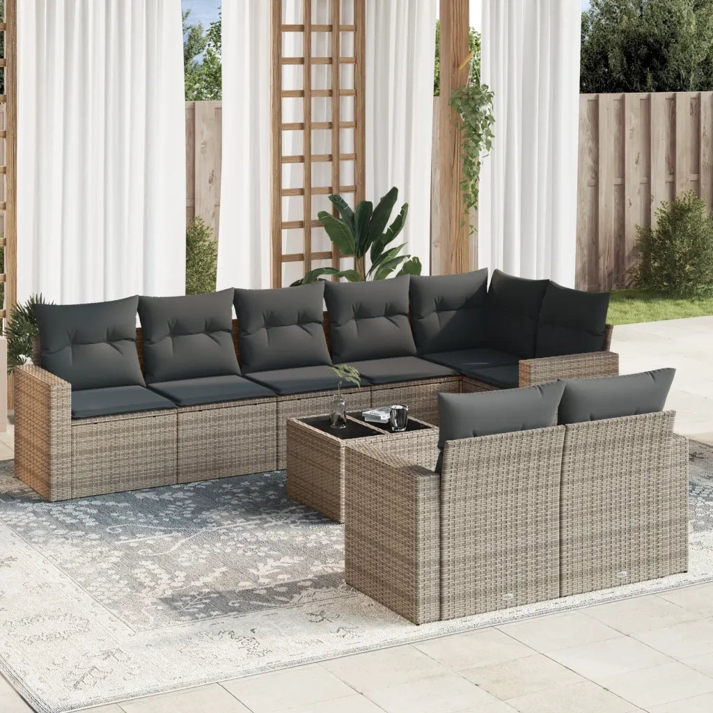Set Divano da Giardino 9 pz con Cuscini Grigio in Polyrattancod mxl 89420