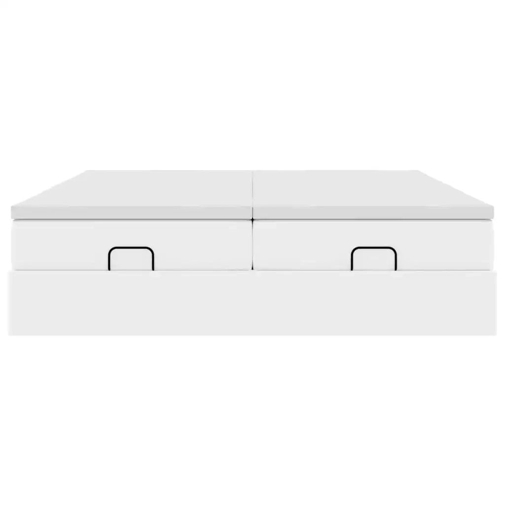 Struttura Letto Pouf con Materassi Bianco 200x200 cm Similpelle 3311230