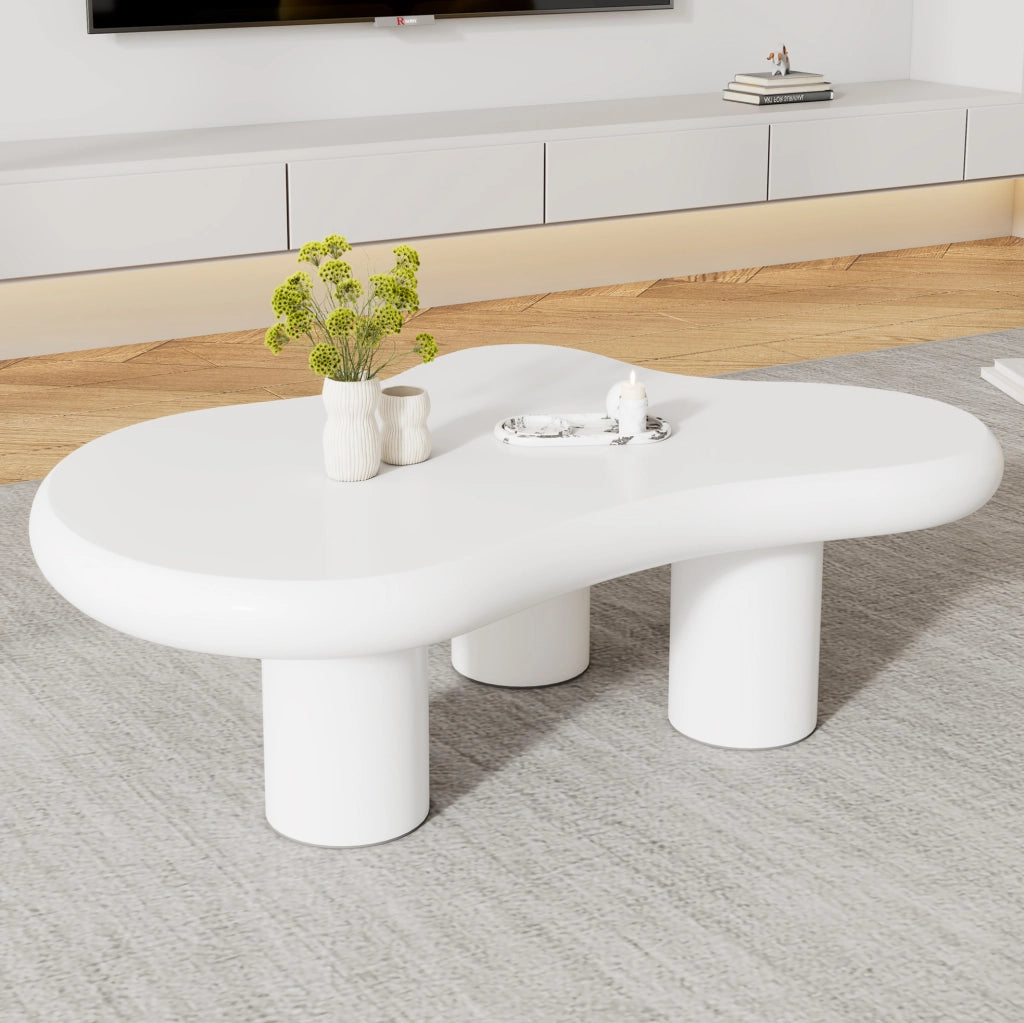Tavolino da caffè a forma di nuvola 97x67x32 cm in MDF bianco