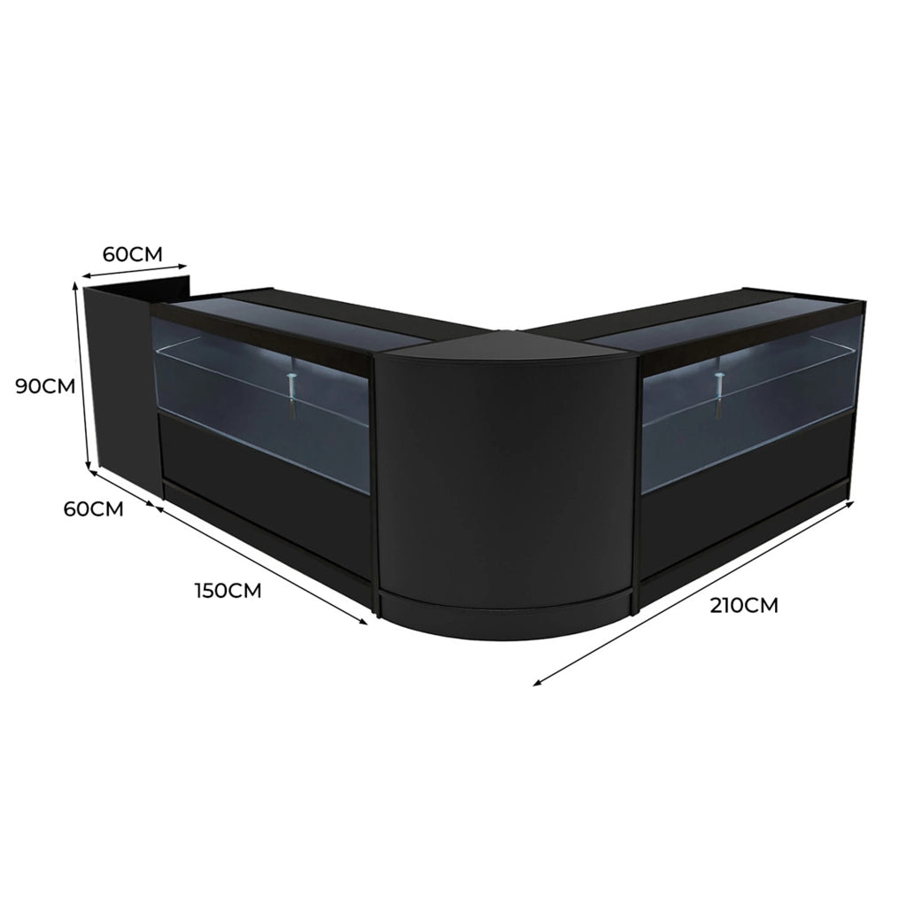 Set Banconi Negozi Nero Phoenix LED C1500 CM60 TB60 con Serrature e Vetrina