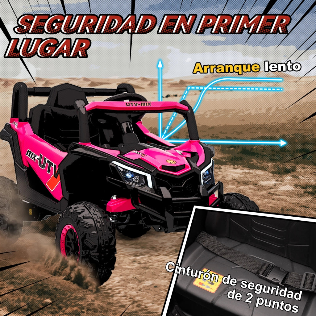 UTV Elettrico per Bambini 12V ¨C Minimal ¨C Rosa, 2 Motori, Controllo Remoto 2.4G
