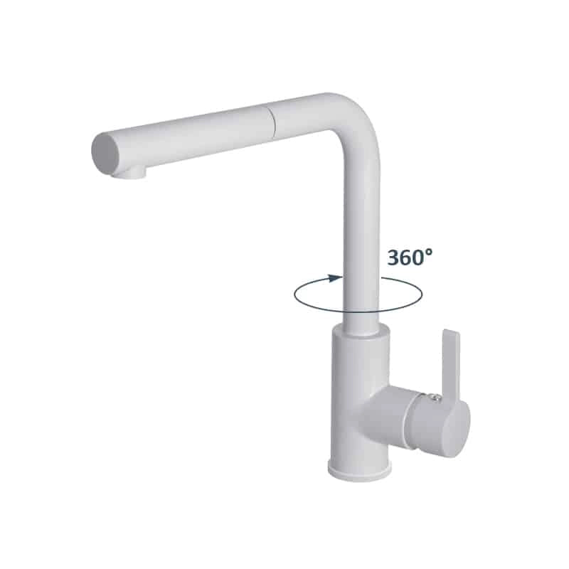 Rubinetto Miscelatore Cucina Quareco monocomando doccetta estraibile Bianco QMHC02BI