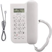 Telefono da parete con cavo elastico e display a richiesta per uso domestico, ufficio, hotel (bianco)