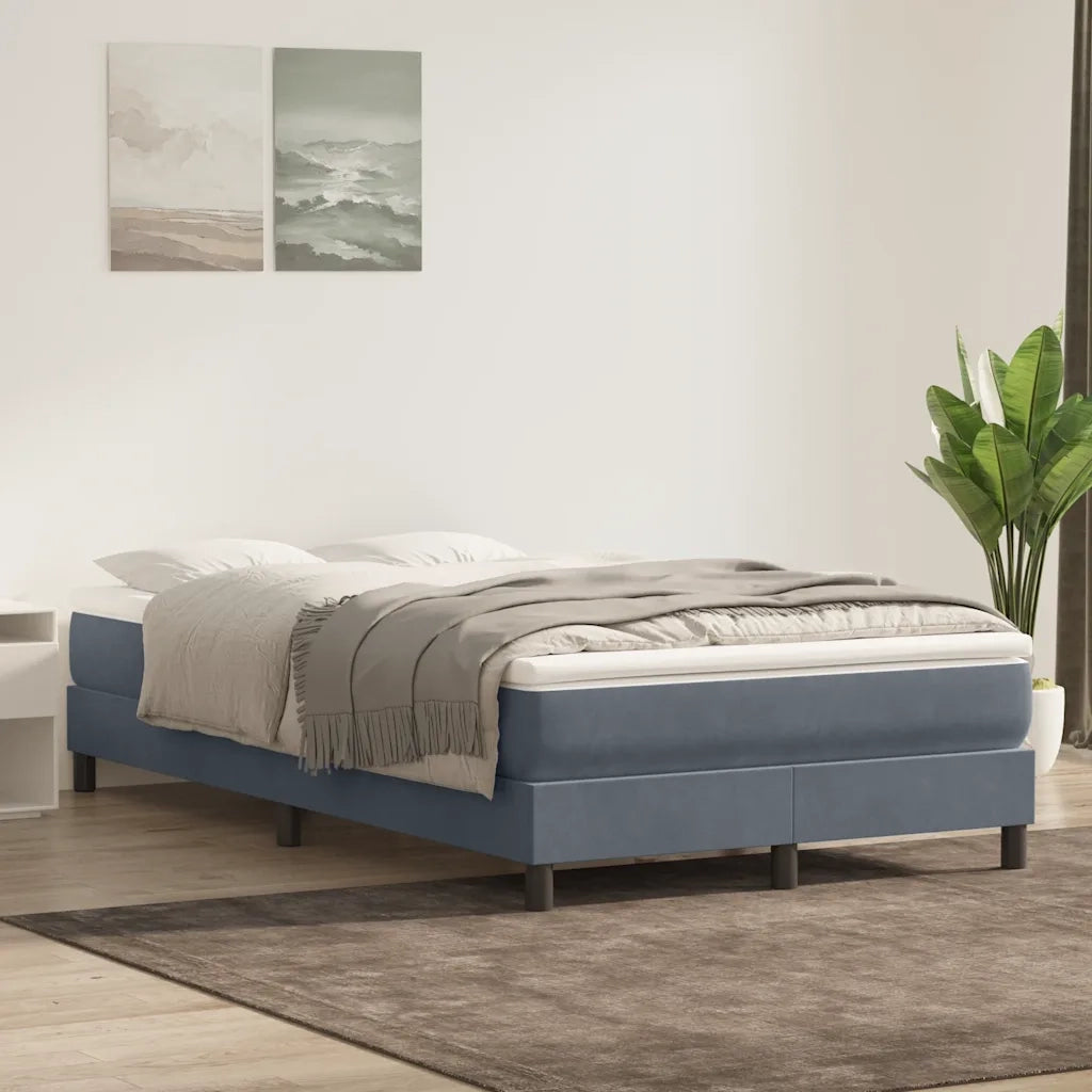 Letto a Molle senza Materasso Grigio Scuro 120x220 cm Velluto 3315868