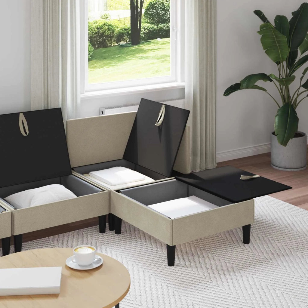 Set di mobili per il soggiorno 4 pcs Sabbia Tessuto 3413790