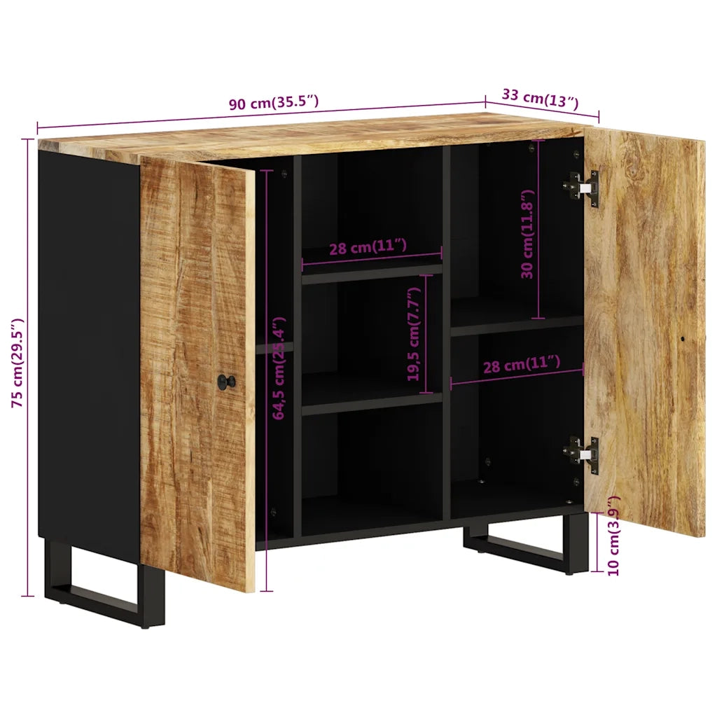 Credenza con 2 Ante-Buffet-Armadio da cucina 90x33x75 cm in Legno Massello di Mango 168270