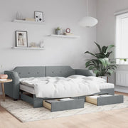 Divano Letto Estraibile Cassetti Grigio Chiaro 90x190cm Tessuto 3197698