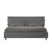 BS COM Letto matrimoniale king size contenitore imbottito 180x190 microfibra grigio