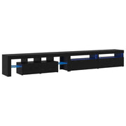 Mobile TV con LED 3 pz | Armadietto TV | Mobile Porta TV Rovere Nero 290 x 36,5 x 40 cm