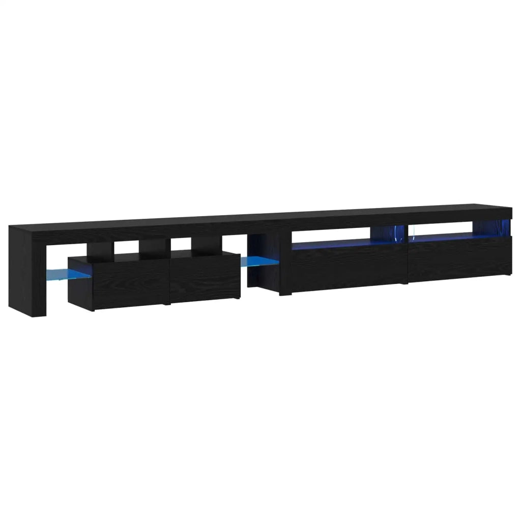 Mobile TV con LED 3 pz | Armadietto TV | Mobile Porta TV Rovere Nero 290 x 36,5 x 40 cm