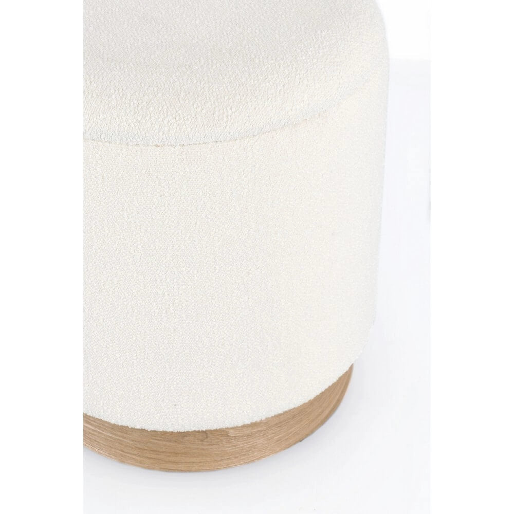 Set di 2 Pouf Rotondi Contenitore in Tessuto Bouclé con Base in Legno - BRIAN
