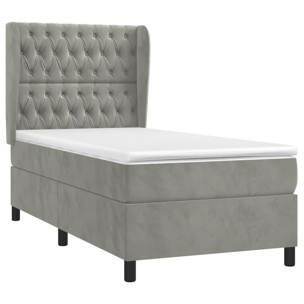 Giroletto a Molle con Materasso Grigio Chiaro 80x200 cm Velluto cod mxl 62791