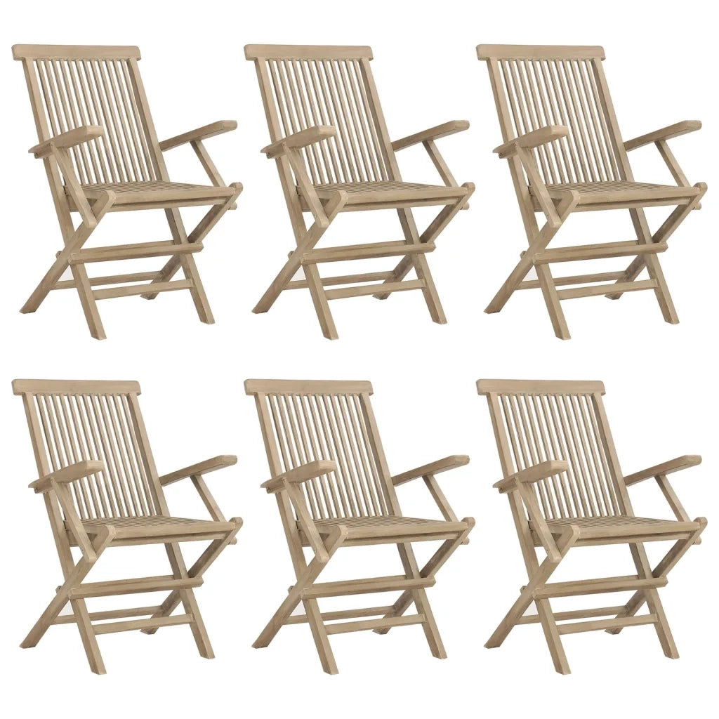 Sedie Giardino Pieghevoli 6pz Grigie 56x61x89 cm Massello Teakcod mxl 100282