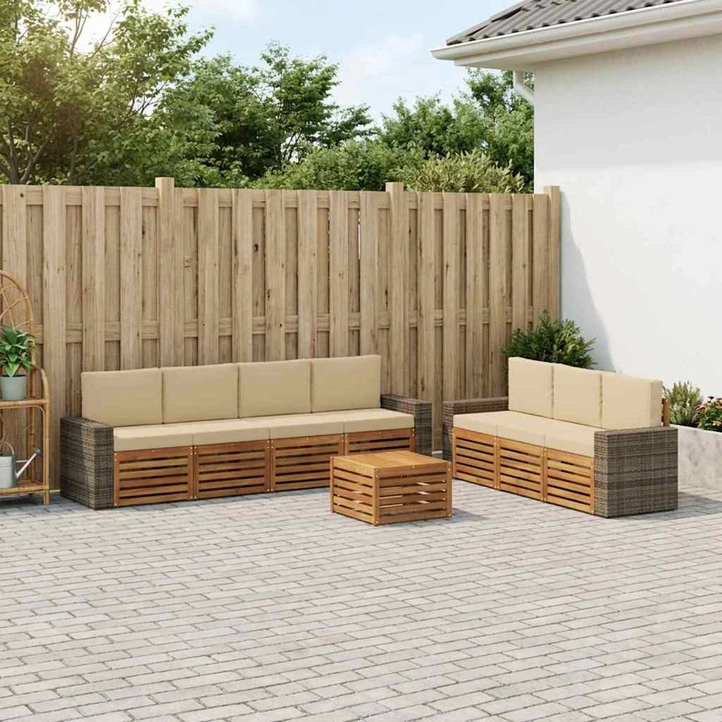 Set divani 8 pz Legno di Acacia Massello 3384129