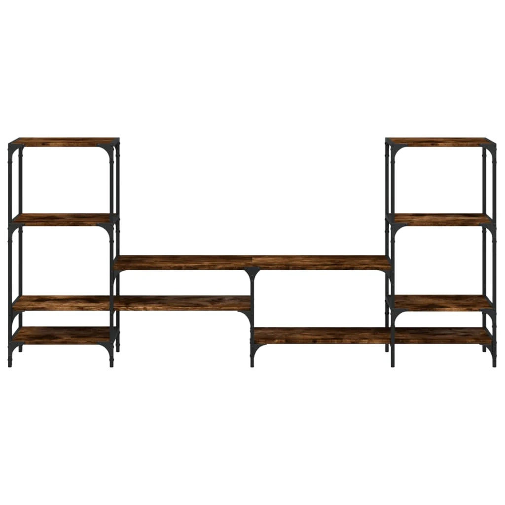 Mobile TV multimediale scaffale TV credenza mobile TV sala da pranzo soggiorno camera da letto rovere affumicato 206,5 x 28,5 x 95 cm legno ingegnerizzato marrone 02_0027368