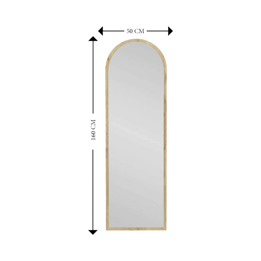 Specchio Artus, Specchiera, Articolo d'arredo a muro, Decorazione con specchio, 50x2h160 cm, Rovere