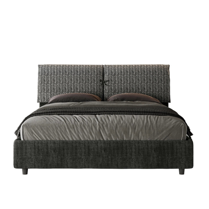 Letto imbottito Matrimoniale 160x190 cm tessuto Agata Mados - Contenitore,Blu/Blu
