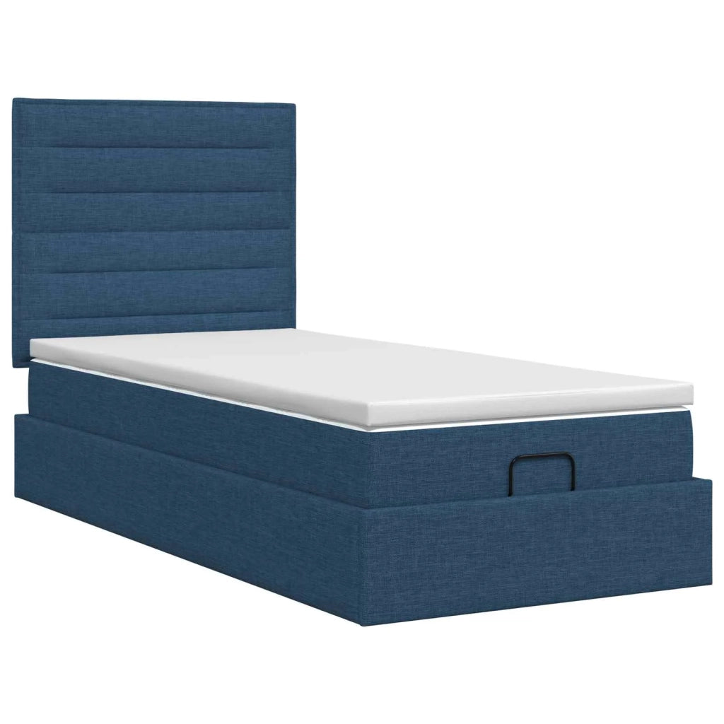 Letto ottomano con materasso Blu 90 x 190 cm Tessuto 3457375