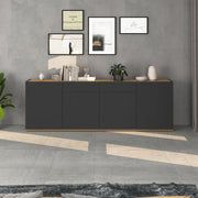 WHOUS Madia Garda a 4 ante e 2 cassetti antracite opaco/rovere 200x35x71 cm