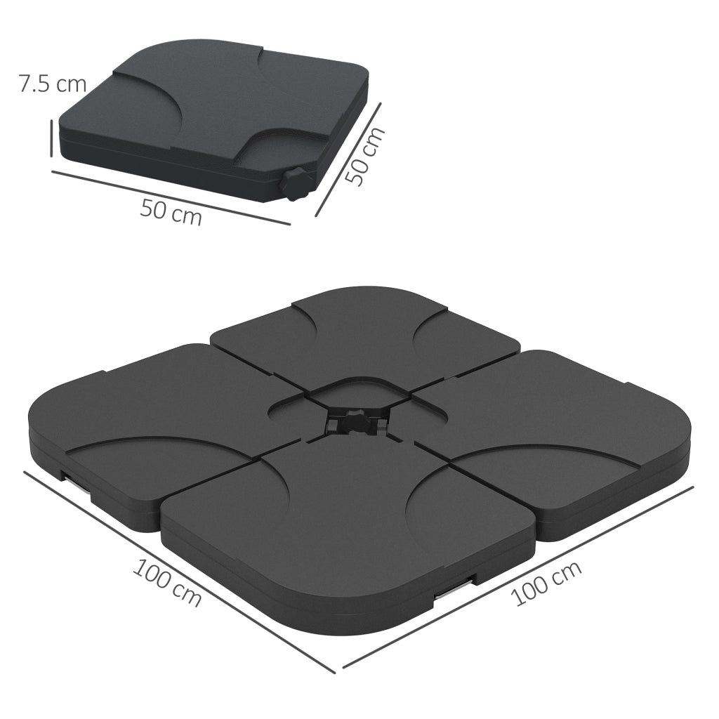 Set 4pz Base per Ombrellone da Giardino in Plastica 50 ¡Á 50 ¡Á 7.5cm