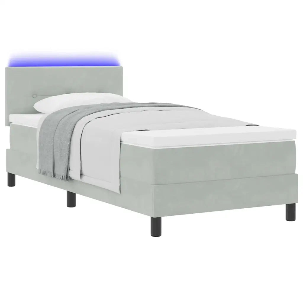 Letto a Sorgente LED con led Grigio chiaro 80 x 200 cm Velluto 3342614