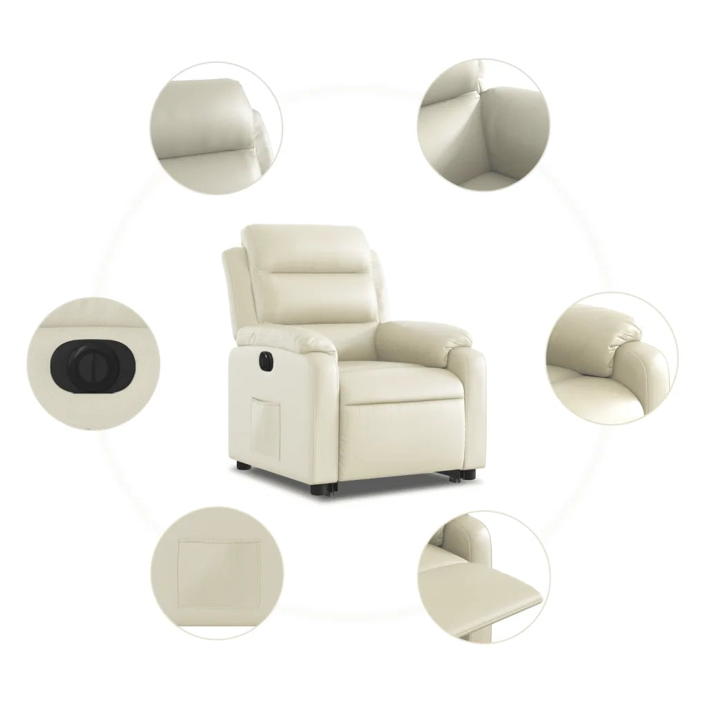 Poltrona Alzapersona Reclinabile Crema in Similpelle 3205057