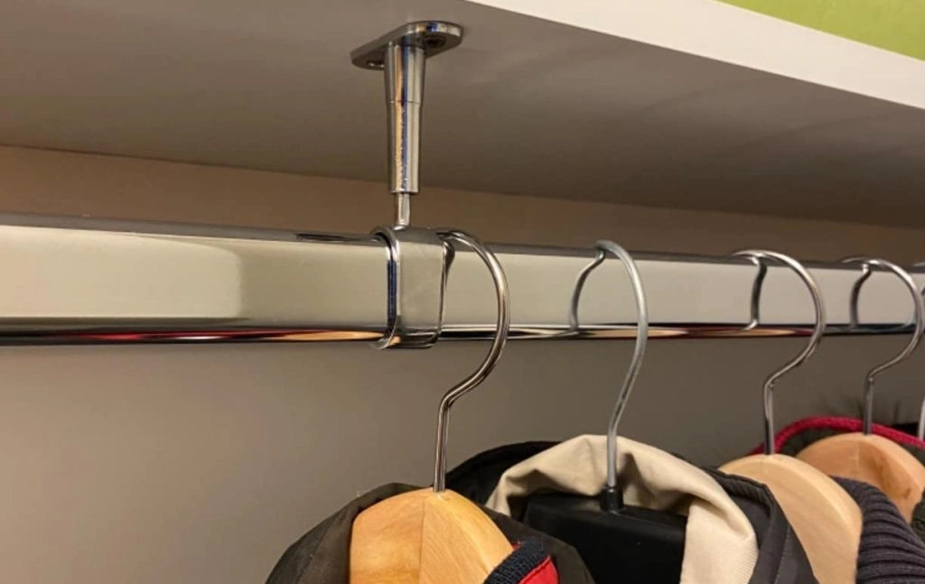 Reggitubo ovale per asta armadio a soffitto aperto nichelato - confezione da 2 pezzi