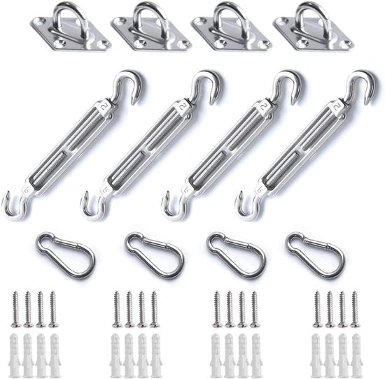 Kit di installazione per tenda da sole - Acciaio inossidabile - Set 12 pezzi