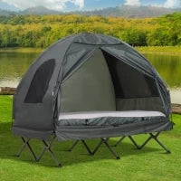 Set da Campeggio Tenda Letto 2 Persone Materasso Gonfiabile con Borsa per il Trasporto Polietilene Verde
