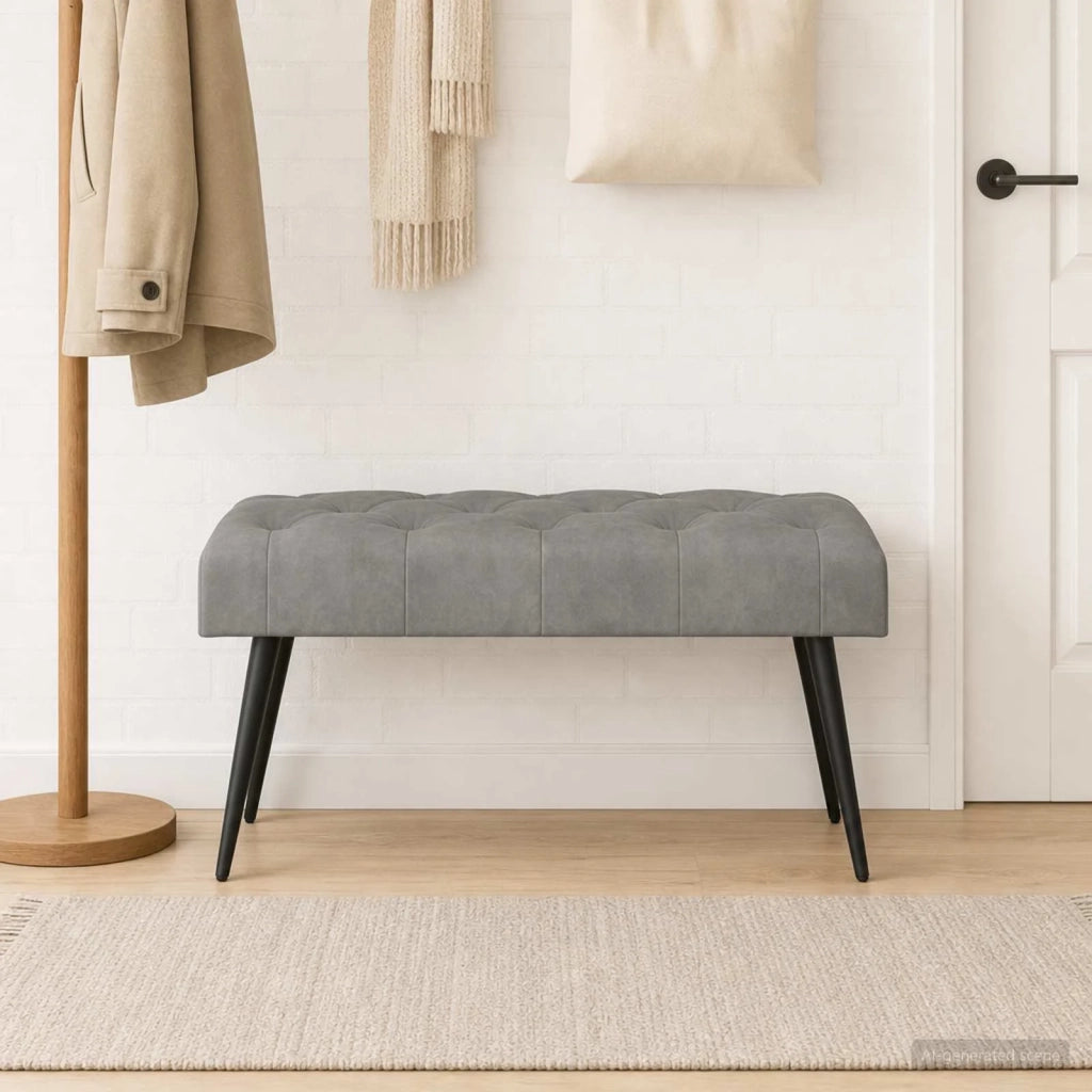 Panchina con bottoni imbottiti Grigio Chiaro 80 x 40 x 46 cm 42038557