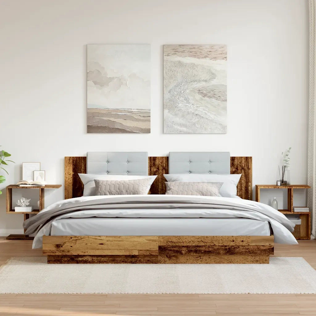 Set di 2 Comodini | Armadio da Notte | Mobiletto da notte in Legno Vecchio 50x30x51,5 cm Legno Multistrato