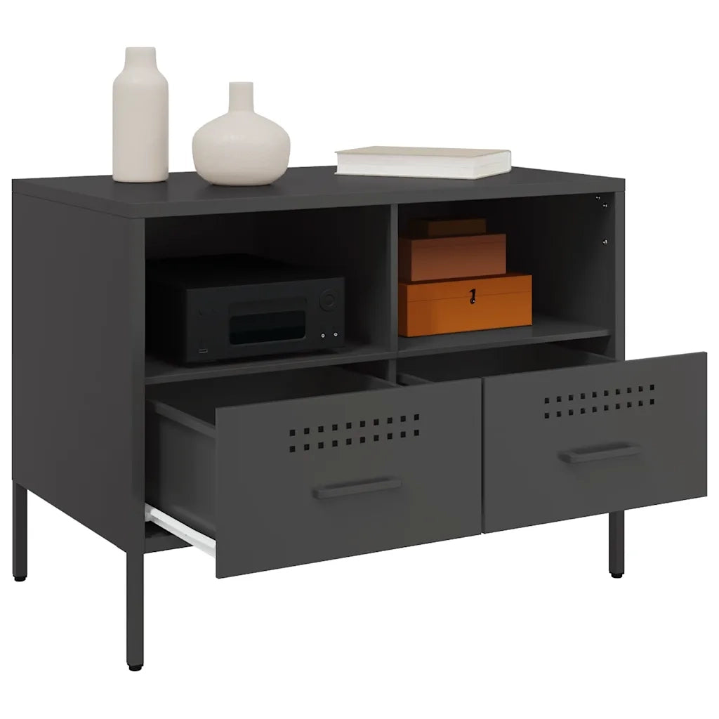 Mobili TV 2pz Neri 68x39x50,5 cm in Acciaio