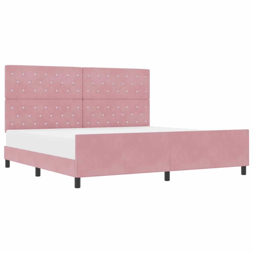 Letto a molle con testiera Rosa 200 x 200 cm Velluto 3344902
