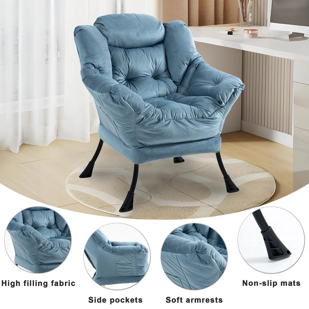 Poltrona Relax con Struttura in Metallo e Tasca Laterale ¨C MINIMAL ¨C Grigia