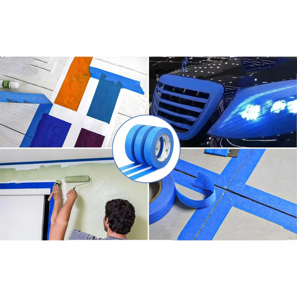 Nastro Adesivo per Verniciatura 15 mm x 50 m – Precisione e Facilità di Rimozione | Carta Crepata, Colla Acrilica, Blu