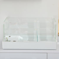 Vasca per Tartarughe 51x31x25,5 cm con Filtro a 3 Livelli e Pannelli in Vetro e ABS Bianco