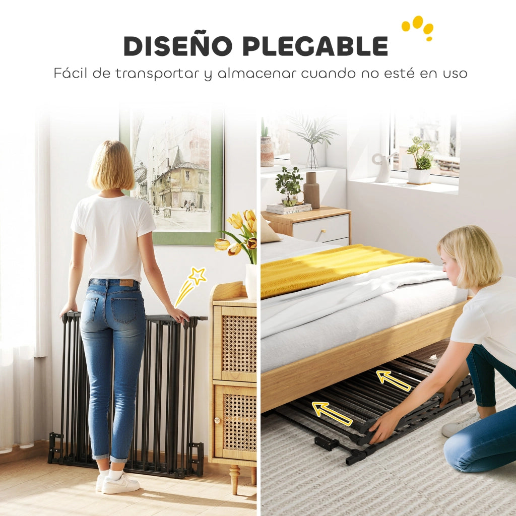 Barriera per Cani 5 Pannelli Pieghevole 300 cm ¨C Zephmum ¨C Nero