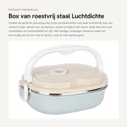 Lunchbox in Acciaio Inossidabile - Aria Tappata - Portatile - Manico - 18 x 15 cm - Igiene - Materiale PP Sicuro per Alimenti - Contenitore di Pasti