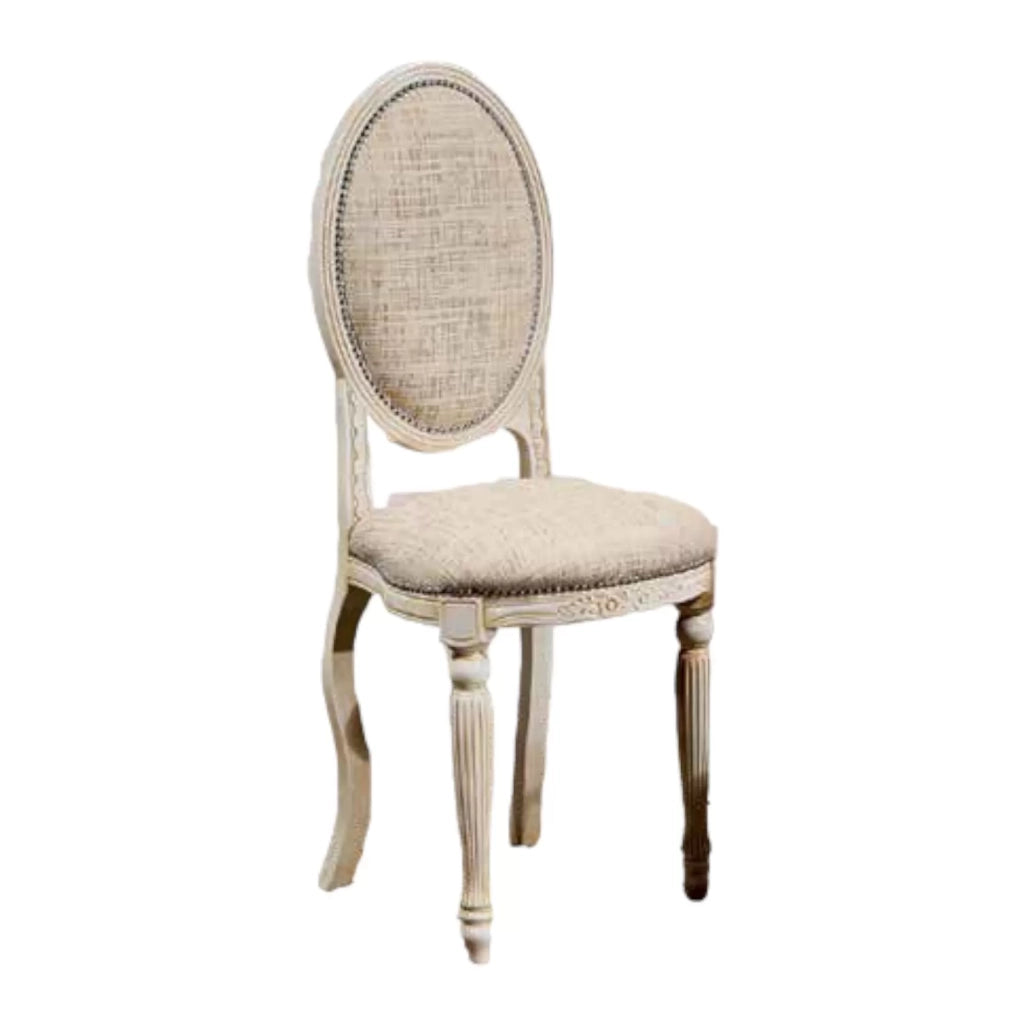 Sedia shabby chic imbottita in legno massello intagliata con fregi - Mobili 2G