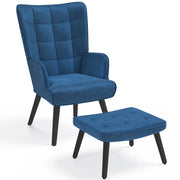 IDMarket - ANIA Poltrona scandinava con poggiapiedi in velluto blu