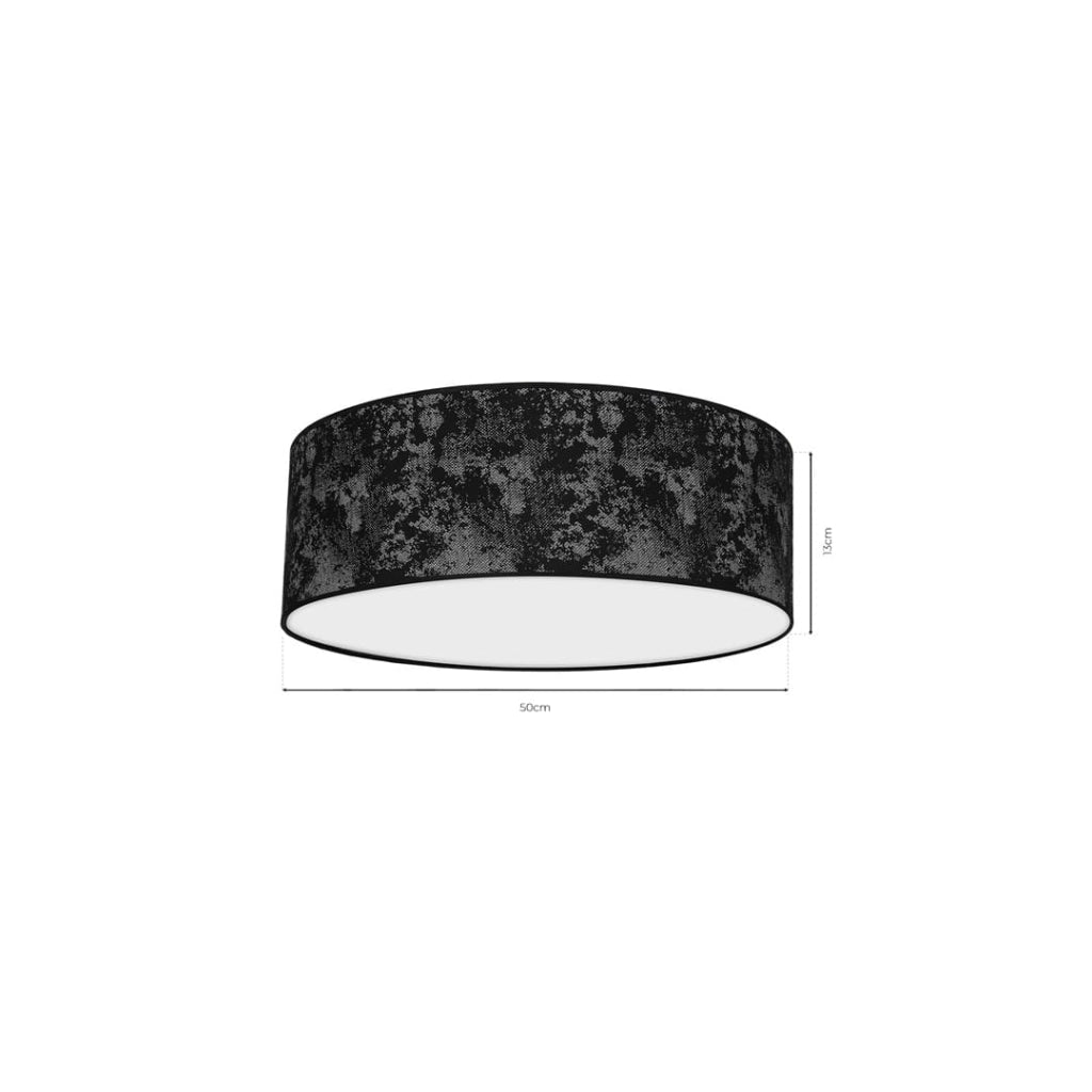 Plafoniera Milagro Satino rotonda 50cm 3xE27 nera tessuto