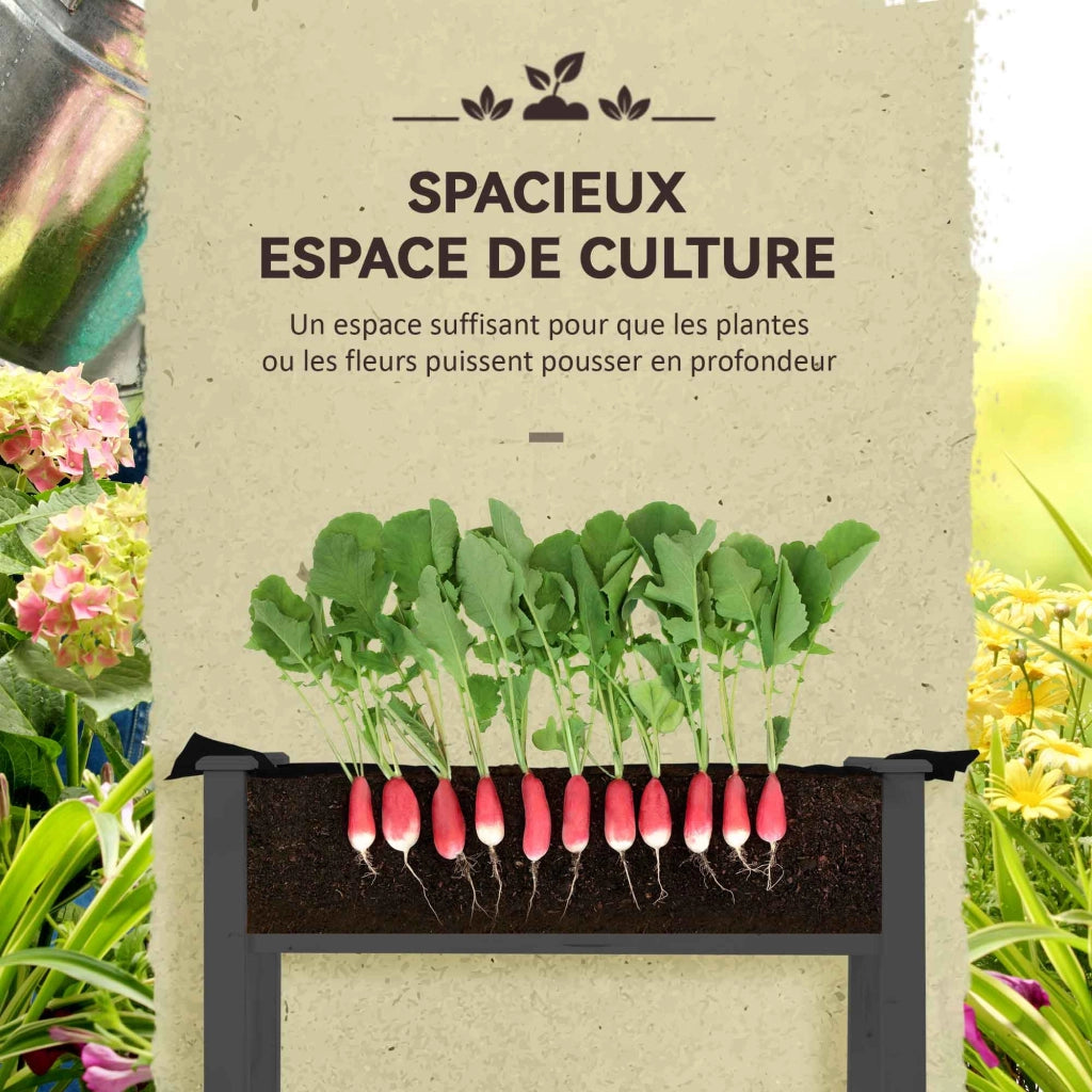 Vaso da Giardino Rialzato con Telo ¨C zephmum ¨C Grigio 104L