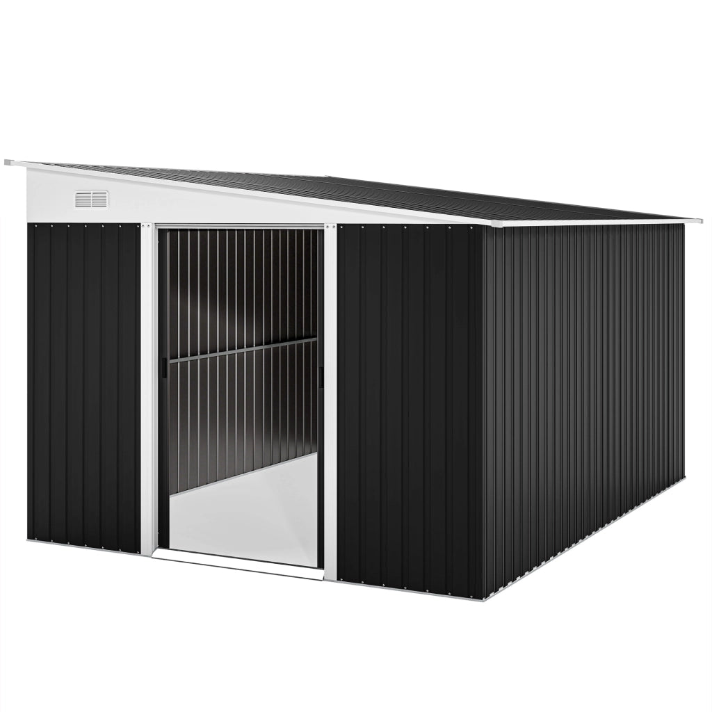 Casetta Porta Attrezzi da Giardino ¨C zephmum ¨C Acciaio, Nero, 345x280.5x169-201cm