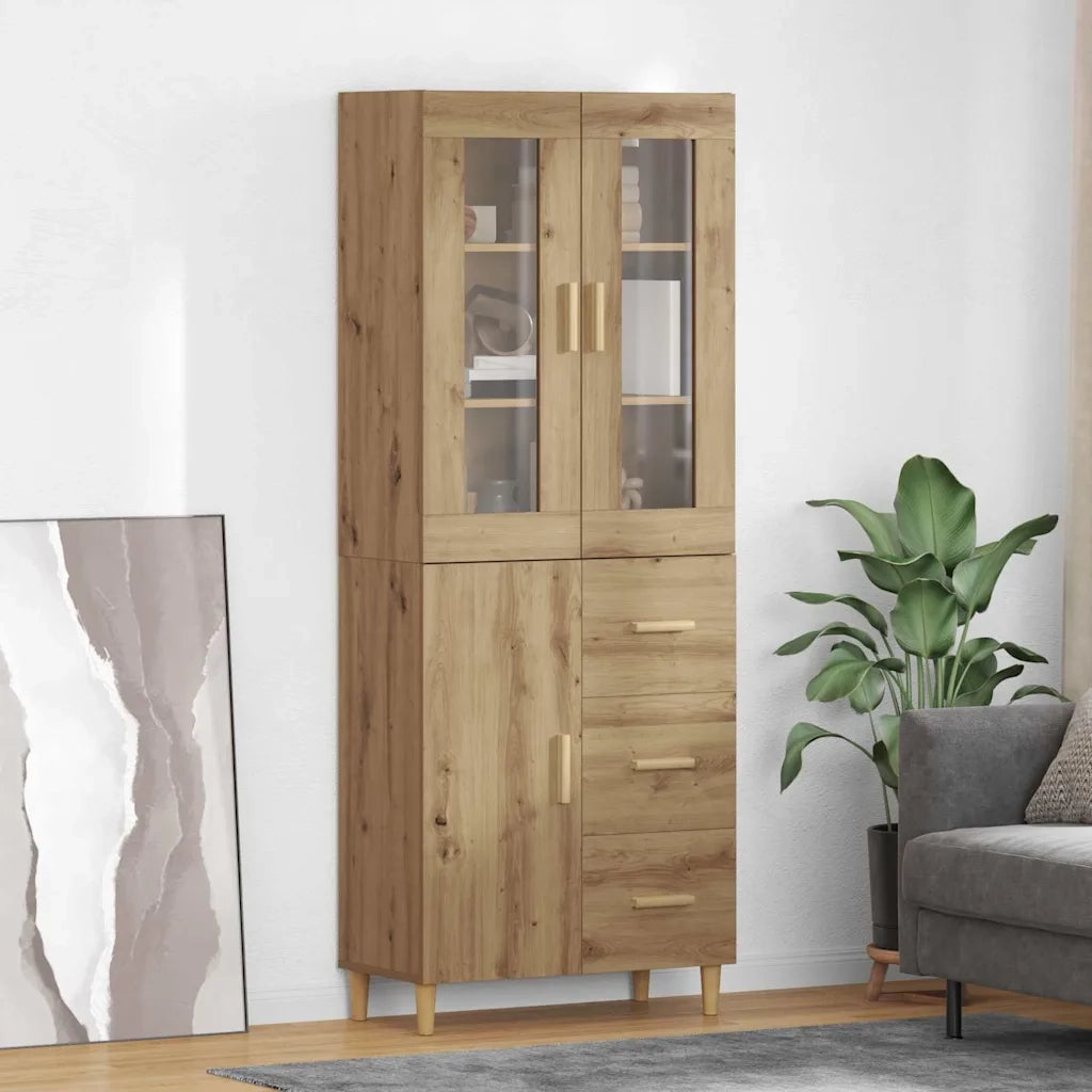 Credenza con Cassetto-Buffet-Armadio da cucina Rovere artigianale 69,5 x 34 x 180 cm 836952