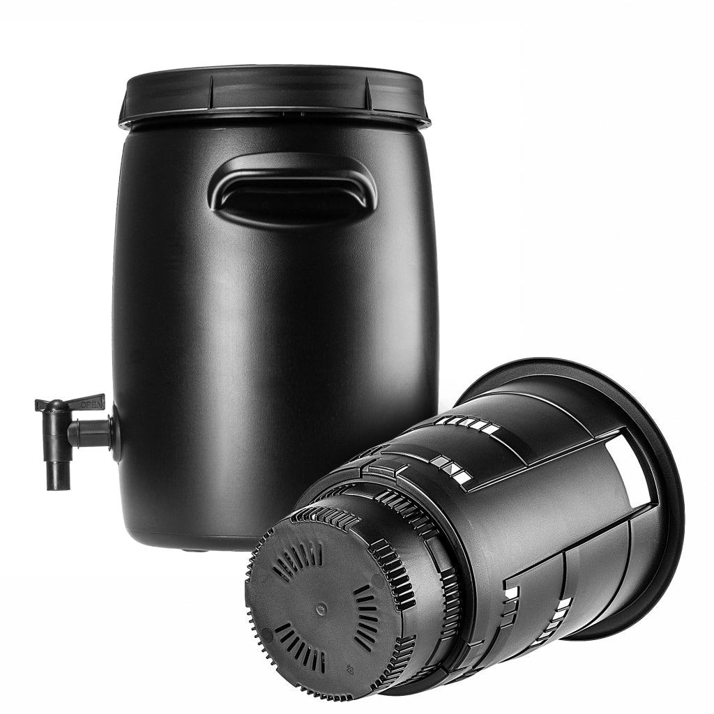 Compostiera da giardino KADAX da 25 litri, contenitore per fertilizzanti domestici utilizzabile tutto l'anno con rubinetto, robusta.
