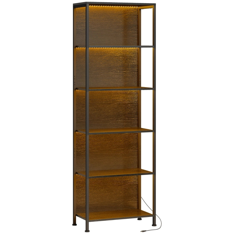 LIBRERIA 60x30x179 cm 5 Ripiani Nero con LED a 7 colori