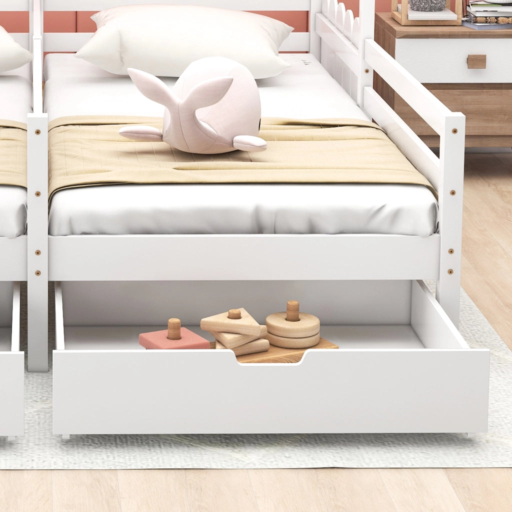 Letto a castello bianco con funzione letto doppio e singolo 200x90cm