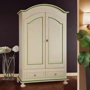 Armadio in legno Shabby chic mod cipolla avorio filo verde